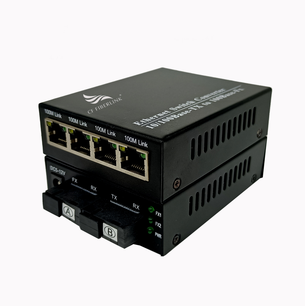 百兆 2光4電單模單纖收發(fā)器