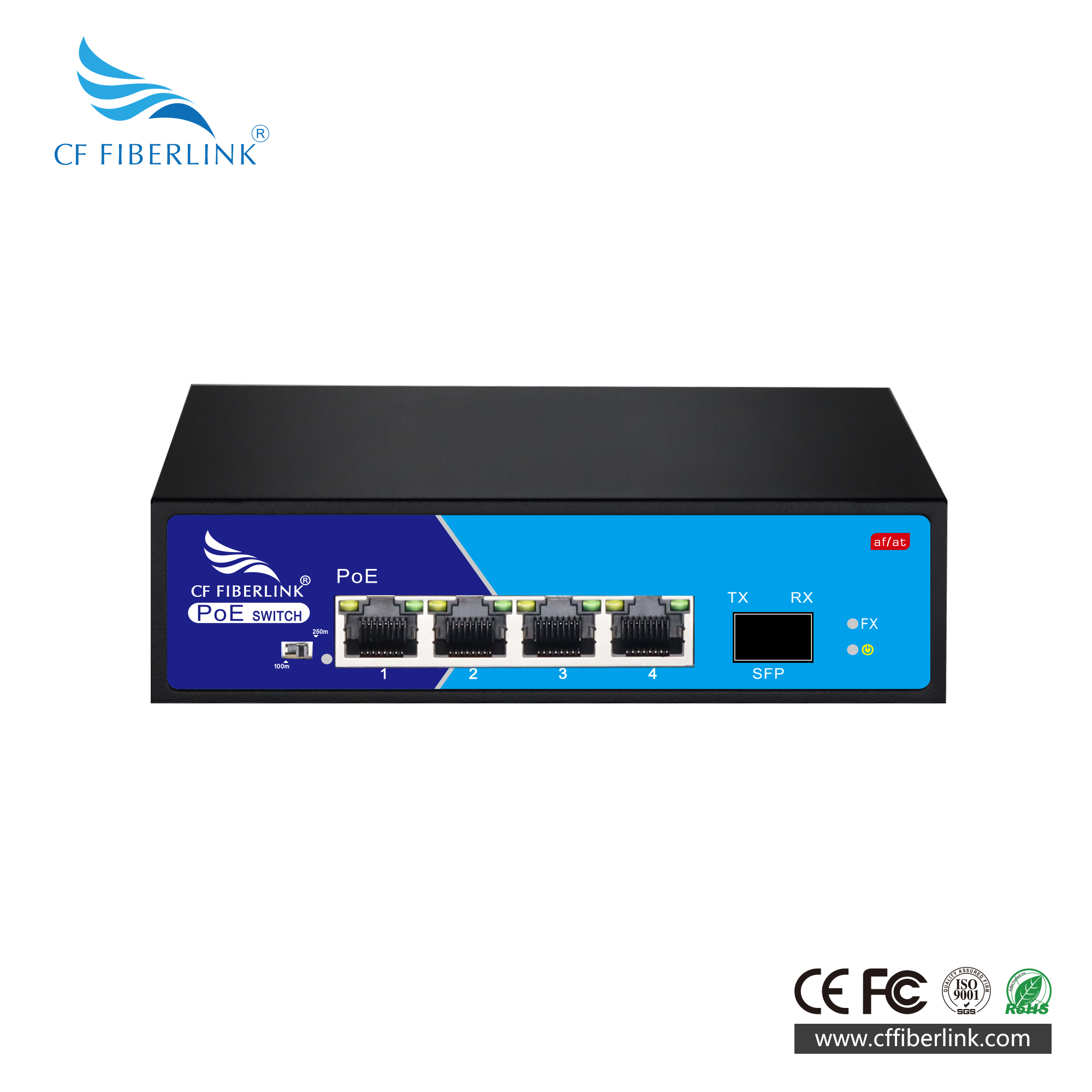 千兆PoE光纖收發(fā)器(1光4電）SFP
